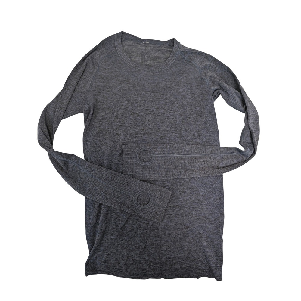 Lululemon Swiftly Tech Long Sleeve Crew Navy Blue Space Dye Heathered Top